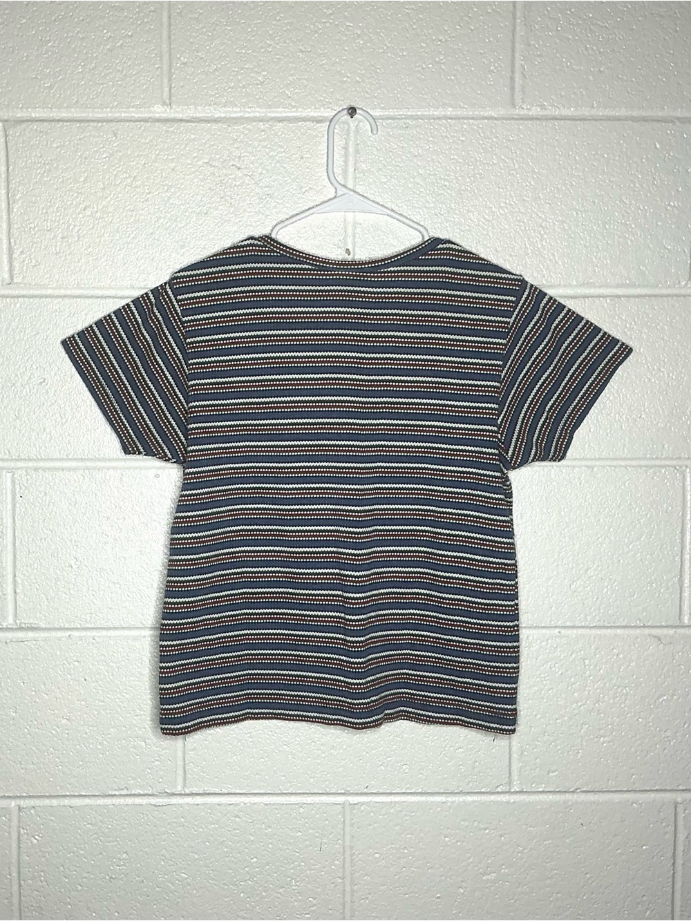 < Vintage 90’s Montana Blues Knit Striped Short Sleeve Top > - Picture 3 of 3